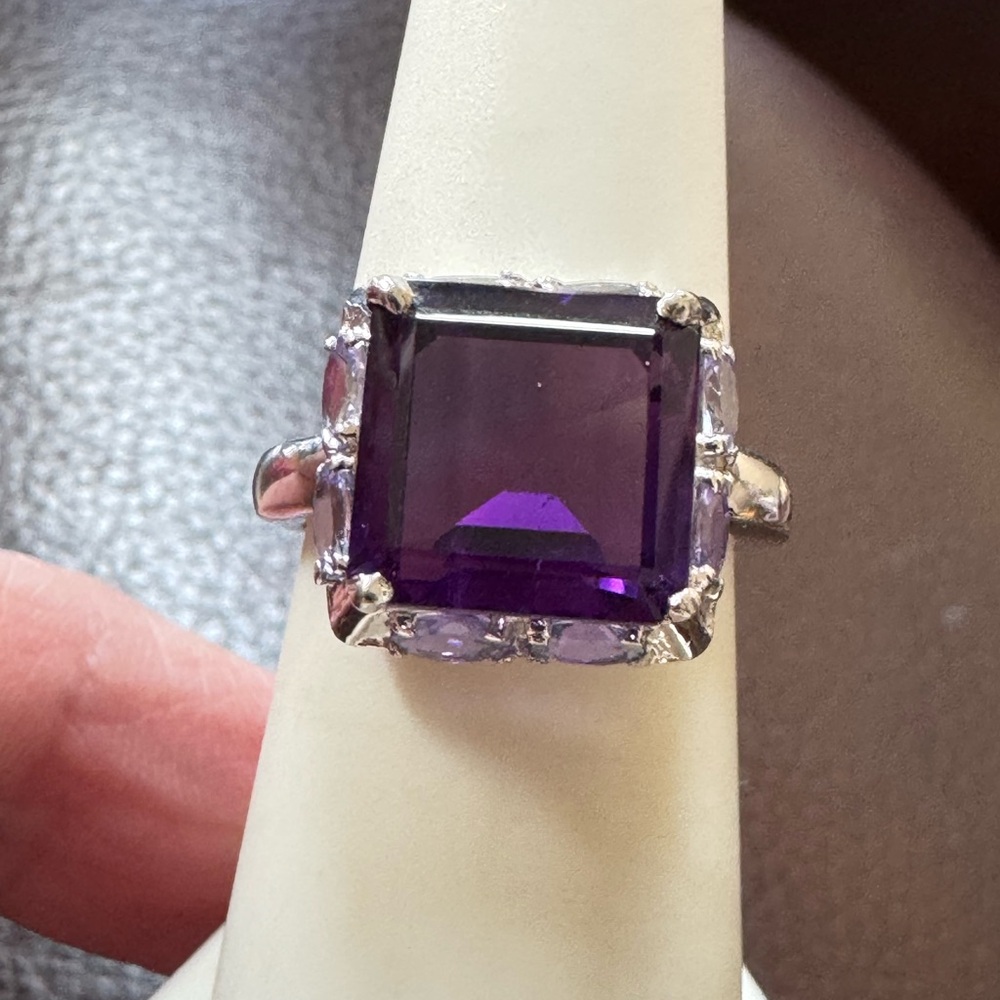 925 African Amethyst & Tanzanite Ring